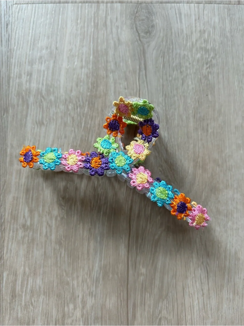 Hand Embroidered Floral Crochet Hair Clip 🌻💐🌷